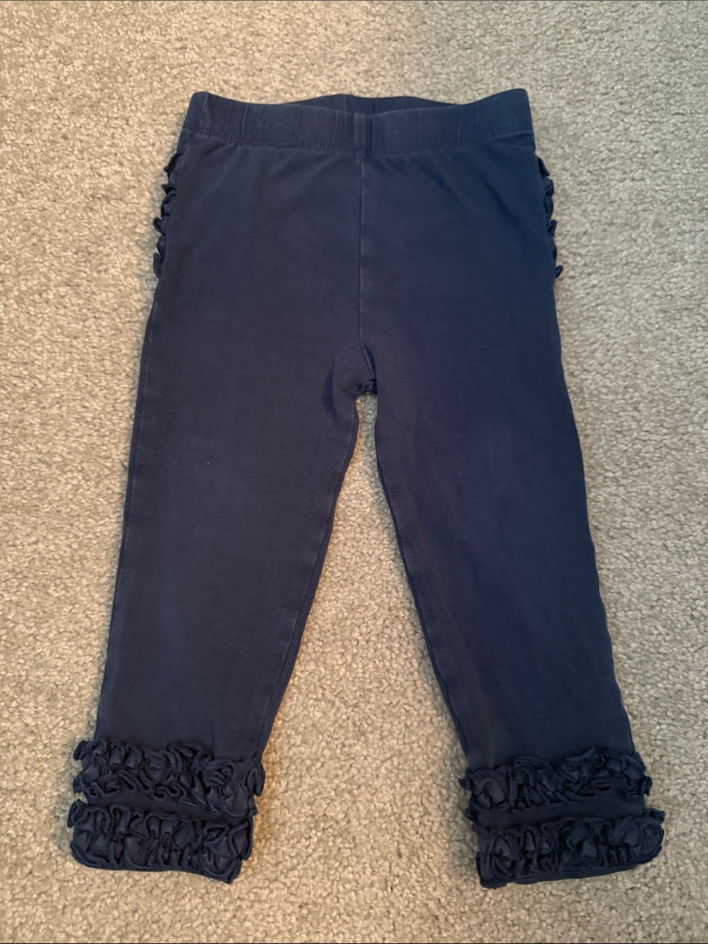 Ruffle Butts Navy Double-Ruffle Hem Girls Leggings